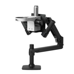 Adjustable articulated camera mounting arm attached to a sturdy base with a clamp for positioning.